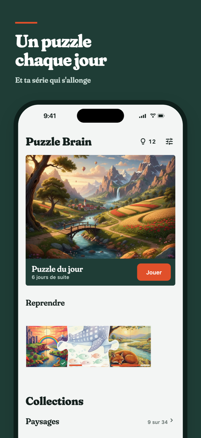 Puzzle Brain, écran home